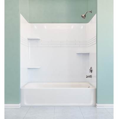 Mustee and Sons Topaz Bathtub Wall, Fiberglass Tile, White, Fits 32''x60'' Bathtub - Semi Gloss