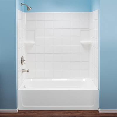 Mustee And Sons Topaz 30" x 60" Tile Bathtub Wall in White Semi Gloss