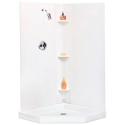 Mustee and Sons Durawall Shower Wall - Corner - Up to 42" x 42" in White