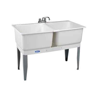 Mustee and Sons Utilatwin Laundry Tub - Thermoplastic - Faucet Combo, Supply Lines, P-Trap