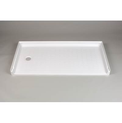 Mustee and Sons Durabase Barrier Free 30" x 60" Shower Base - Left Drain in White - Semi Gloss