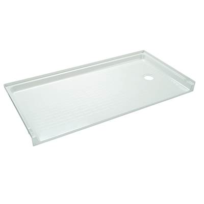 Mustee and Sons Durabase Barrier Free 30" x 60" Shower Base - Right Drain in White - Semi Gloss