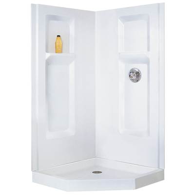 Mustee and Sons Durawall Corner Shower Wall - 36" - Fiberglass in Deep Gloss