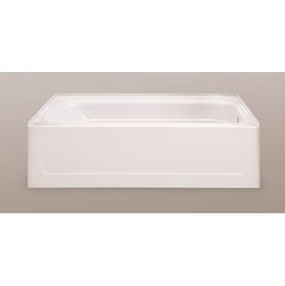 Mustee and Sons Topaz Fiberglass Alcove Soaking Bath - Right Drain in Bone Semi Gloss