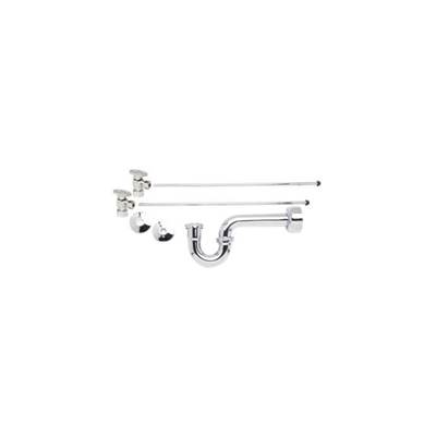 Mountain Plumbing Lavatory Supply Kit - Brass Oval Handle - 1/4 Turn Ball Valve - Angle P-Trap 1-1/4" in Satin Brass