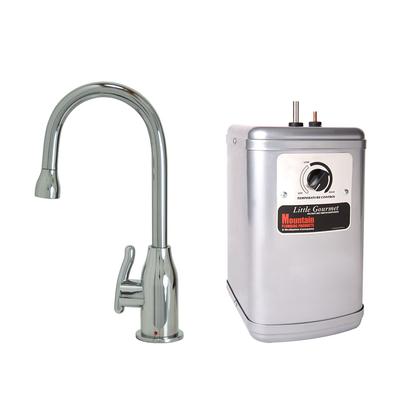 Mountain Plumbing Hot Water Faucet with Modern Curved Body & Handle & Little Gourmet Premium Hot Water Tank in Polished Chrome