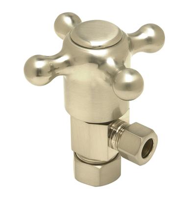 Mountain Plumbing Brass Cross Handle Angle Stop - 1/4 Turn - 1/2" Compression in Antique Brass