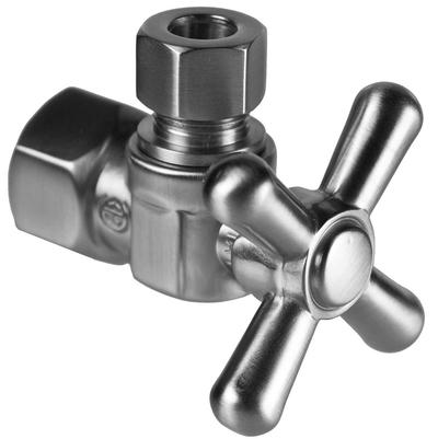 Mountain Plumbing Brass Cross Handle Angle Stop - 1/2" Female IPS - 1/4 Turn Ball Valve in Antique Brass