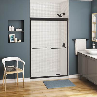 Maax Kameleon Bypass Shower Door - 40-44" x 71" - 6 mm - Clear Glass in Matte Black