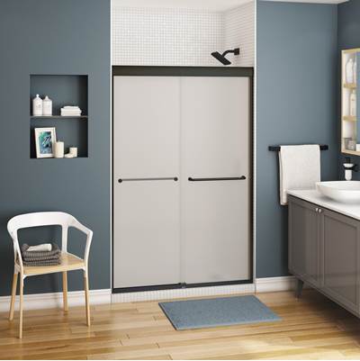 Maax Kameleon Bypass Shower Door - 43-47" x 71" - 6 mm - Frost Glass in Matte Black