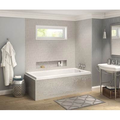 Maax Pose 6030 IF Acrylic Corner Right Whirlpool Bathtub - Left-Hand Drain in White