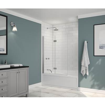 Maax EdgeAxial Tub Shield - 42 x 56 in. - 6 mm Clear Glass - Pivot in Chrome