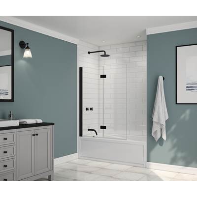Maax EdgeAxial Tub Shield - 42 x 56 in. - 6 mm Clear Glass - Pivot in Matte Black