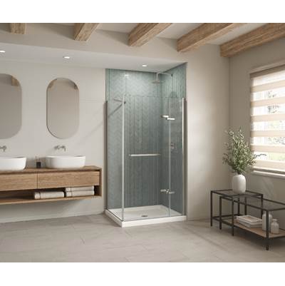 Maax B3Round 4832 Acrylic Shower Base - Corner Right - Anti-Slip - Center Drain in White