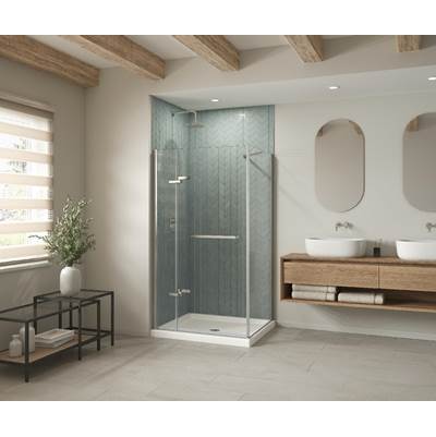 Maax B3Round 4834 Acrylic Shower Base - Corner Left - Anti-Slip - Center Drain in White