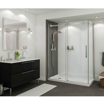 Maax B3Round 60" x 32" Corner Left Shower Base - Anti-slip Bottom - Left Drain in White