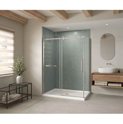 Maax B3Square 6042 Shower Base - Corner Left - Center Drain - Anti-Slip in White