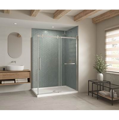 Maax B3Square 6042 Shower Base - Corner Right - Center Drain - Anti-Slip in White