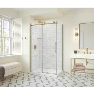 Maax Odyssey Sliding Corner Shower Door - 48" x 32" x 78" - 8mm Clear Glass in Brushed Gold