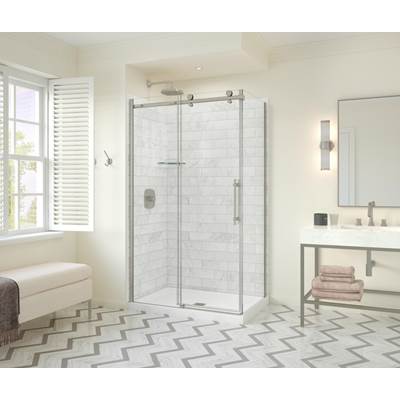 Maax Odyssey Sliding Corner Shower Door - 48" x 32" x 78" - 8mm Clear Glass in Brushed Nickel