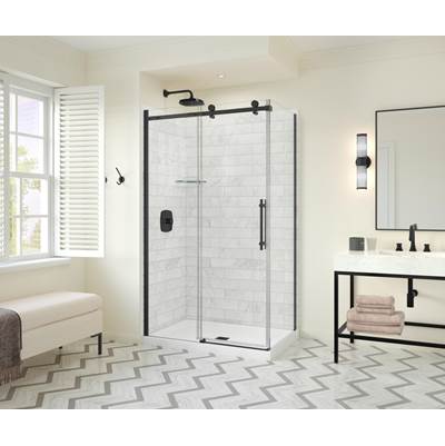 Maax Odyssey Sliding Corner Shower Door - 48" x 32" x 78" - 8mm Clear Glass in Matte Black