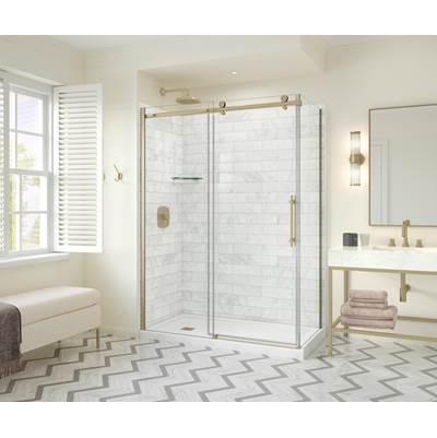 Maax Odyssey SC Sliding Shower Door - 60" x 32" x 78" - 8mm Glass in Brushed Gold