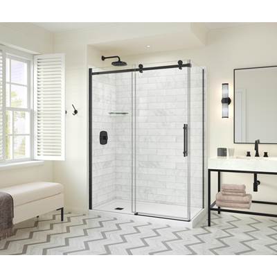 Maax Odyssey Sliding Corner Shower Door - 60" x 32" x 78" - 8mm Clear Glass in Matte Black