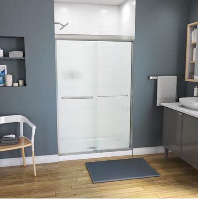 Maax Kameleon Bypass Shower Door - 43-47" x 71" - 6 mm - Fluted Glass in Brushed Nickel