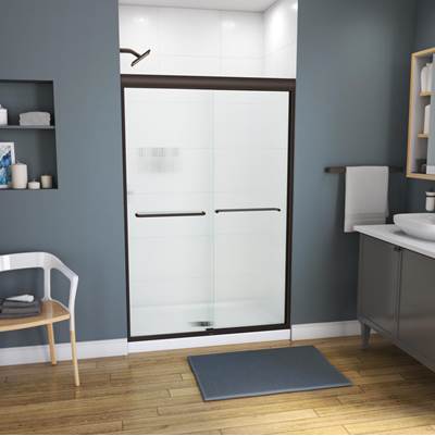 Maax Kameleon Bypass Shower Door - 43-47" x 71" - 6 mm - Fluted Glass in Dark Bronze