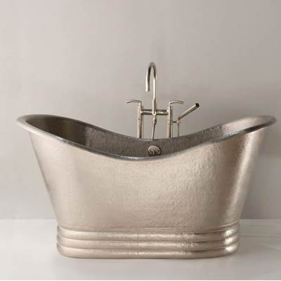 Native Trails Aurora Freestanding Soaking Tub - 72" in Brushed Nickel