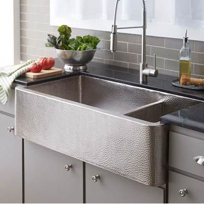 Native Trails Copper Kitchen Sinks - Farmhouse Duet Pro in Brushed Nickel