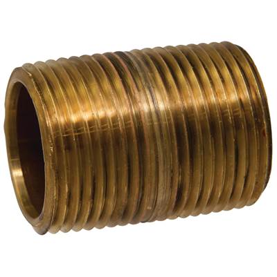 Nibco 1910 Brass Balancing Pipe Nipple - 3/8" - Close in Brass