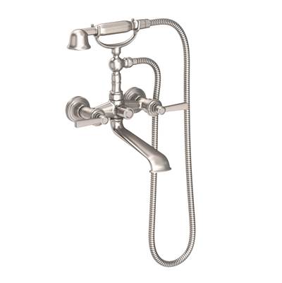 Newport Brass Miro Wall Mount Exposed Tub & Hand Shower Set - With Diverter in Satin Nickel
