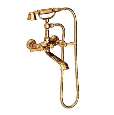 Newport Brass Miro Wall Mount Exposed Tub & Hand Shower Set - With Diverter in Polished Gold Pvd