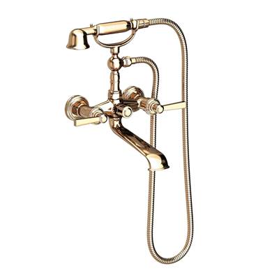 Newport Brass Miro Wall Mount Exposed Tub & Hand Shower Set - With Diverter in French Gold Pvd