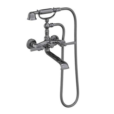 Newport Brass Miro Wall Mount Exposed Tub & Hand Shower Set - With Diverter in Midnight Chrome