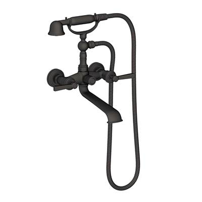 Newport Brass Miro Wall Mount Exposed Tub & Hand Shower Set - With Diverter in Flat Black
