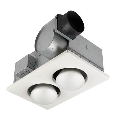 Broan Nutone Heater Fan - 70 CFM - 4.0 Sones - (2) 250W BR40 Infrared Bulbs in White