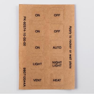 Broan Nutone Function Labels - Wall Decorator Controls