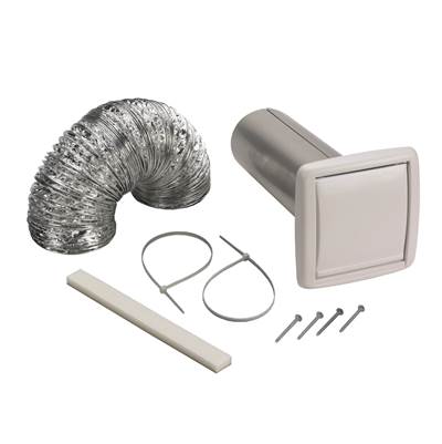 Broan Nutone Wall Vent Kit - 3'' or 4'' Round - Backdraft Damper in White
