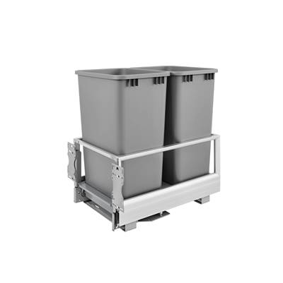 Rev-A-Shelf Contemporary Pull Out Trash Container - Full Height - Soft Close in Aluminum