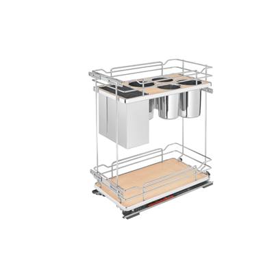 Rev-A-Shelf Contemporary Two-Tier Knife Block Pull Out Organizer - Soft Close in Natural Maple