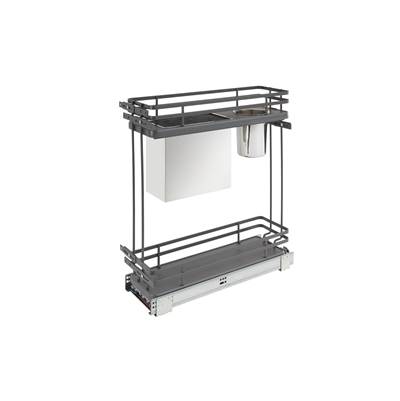 Rev-A-Shelf Contemporary Two-Tier Knife Block Pull Out Organizer - Soft Close in Orion Gray