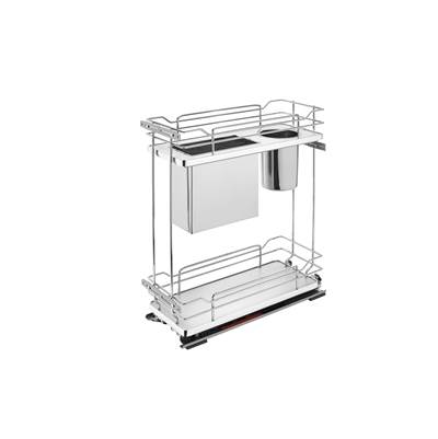 Rev-A-Shelf Contemporary Two-Tier Knife Block Pull Out Organizer - Soft Close in Gray