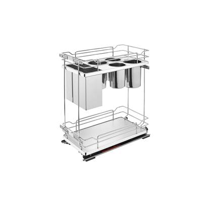 Rev-A-Shelf Contemporary Two-Tier Knife Block Pull Out Organizer - Soft Close in Gray