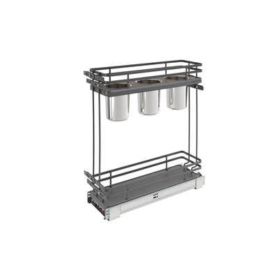 Rev-A-Shelf Contemporary Two-Tier Utensil Pull-Out Organizer - Soft Close in Orion Gray