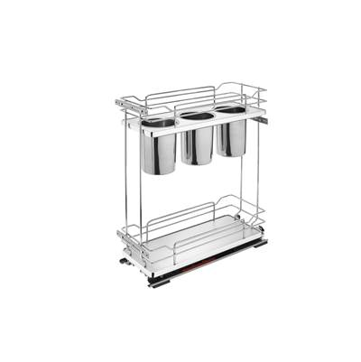Rev-A-Shelf Contemporary Two-Tier Utensil Pull-Out Organizer - Soft Close in Gray