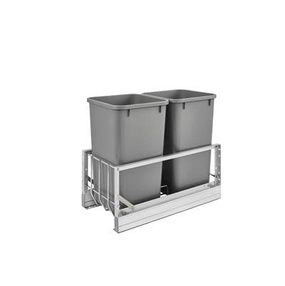 Rev-A-Shelf Contemporary Double Pull Out Trash Container - Soft Close in Aluminum