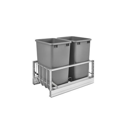 Rev-A-Shelf Contemporary Double Pull Out Trash Container - Soft Close in Aluminum