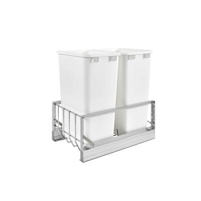 Rev-A-Shelf Contemporary Double Pull Out Trash Container - Full Height - Soft Close in Aluminum